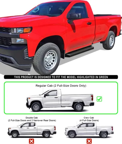 Miniatura 2 de APS Estribos negros compatibles con Chevy Silverado GMC Sierra 1500 2019-2025 Regular Cab y Silverado 1500 LTD Sierra 1500 LD 2022 y 2500 3500