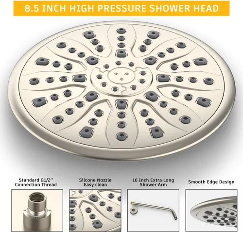 Miniatura 8 de SunCleanse Sistema de regadera, juego completo de grifo de ducha de lluvia para baño con cabezal de regadera de mano de 7 ajustes, incluye válvula