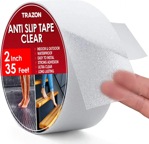 Miniatura 7 de Cinta de agarre - Cinta antideslizante resistente transparente para interiores y exteriores, 1 pulgada * 35 pies, rollo/adhesivos antideslizantes
