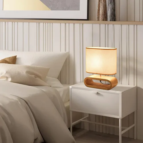 Miniatura 8 de Lámpara de Mesa, Lámpara de Mesita de Noche Tradicional, Lámpara de Escritorio, Lámpara Geométrica con Sombra para Sala de Estar, Dormitorio