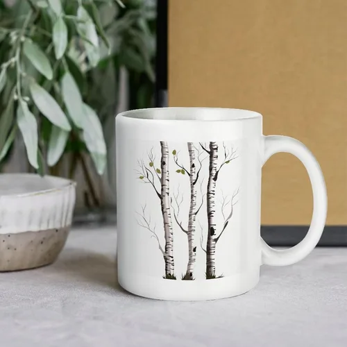 Miniatura 7 de Birch Tree Coffee Cup Ceramic, Sublimation Mugs with Large Handle for Tea, Personalized Machine Washable Drinking Mug for Buffets, Home, And