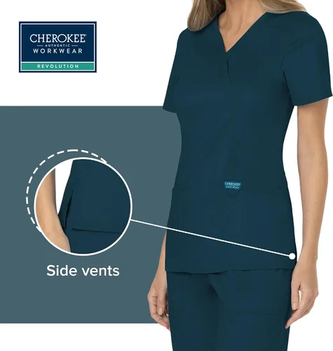 Miniatura 4 de Workwear Revolution WW610 - Ropa quirúrgica con estilo cruzado falso para mujer, elástica, suave y de fácil cuidado