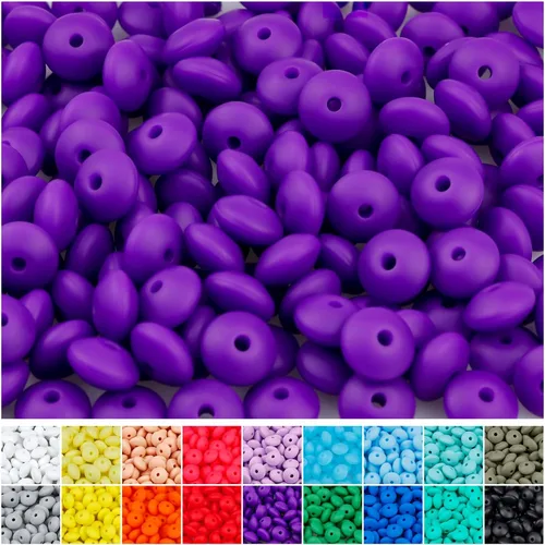 Miniatura 13 de 180 piezas FIVEIZERO cuentas de lenteja de silicona, cuentas focales de ábaco de silicona de 12 mm a granel cuentas sueltas de color para pulseras