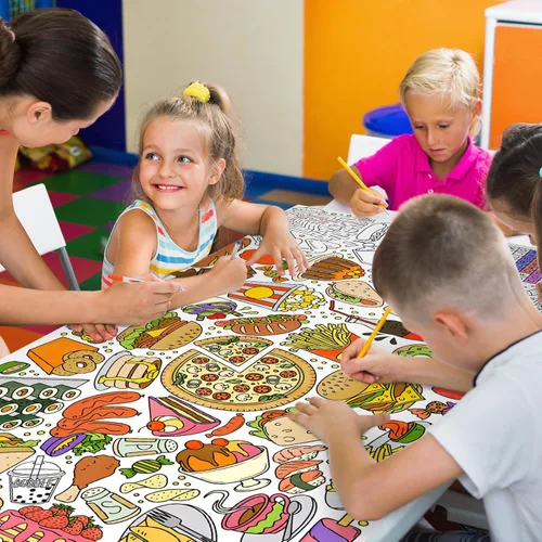 Miniatura 5 de Gatherfun Póster gigante para colorear para niños, 31.5 x 72 pulgadas, divertida actividad temática de comida para aula, cumpleaños y eventos