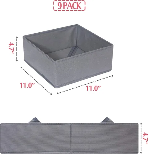 Miniatura 2 de DIOMMELL Paquete de 9 cajas de almacenamiento de tela plegables para armario, aparador, cajón, cestas de tela, contenedores divisores para ropa