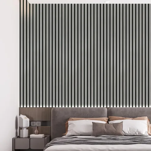 Miniatura 8 de Paquete de 3 paneles de pared de listones de madera para decoración de pared interior, cancelación de ruido, 94.5 x 11.4 pulgadas, paneles de pared