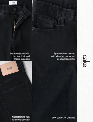 Miniatura 6 de Pantalones clásicos de mezclilla de tiro medio y corte recto para mujer Negro