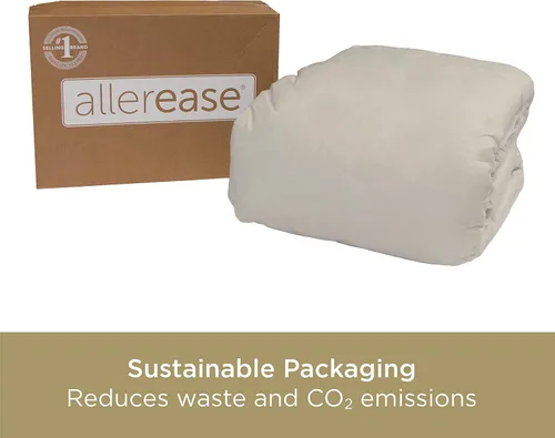 Miniatura 6 de AllerEase - Cubrecolchón impermeable de 100 % algodón orgánico cultivado en la parte superior, tamaño California King, relleno hipoalergénico, tela