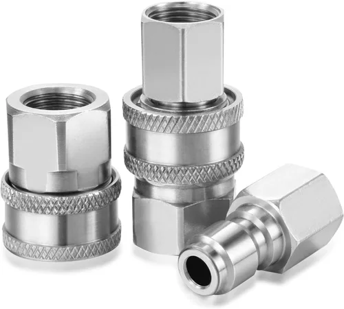 Miniatura 6 de Hotop 2 juegos NPT 3/8 pulgadas arandela a presión Kit de conector rápido de acero inoxidable adaptadores para lavadora a presión Accesorios
