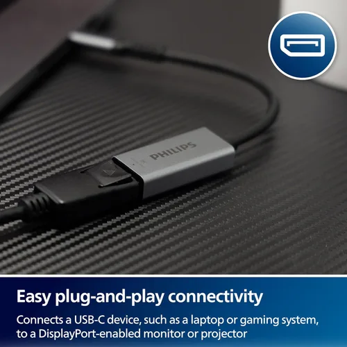 Miniatura 3 de PHILIPS Adaptador USB-C a DisplayPort, paquete de 12 [8K UHD @ 60Hz 4K HD @ 144 Hz] Velocidad de transferencia de datos de 32.4 Gbps, portátil