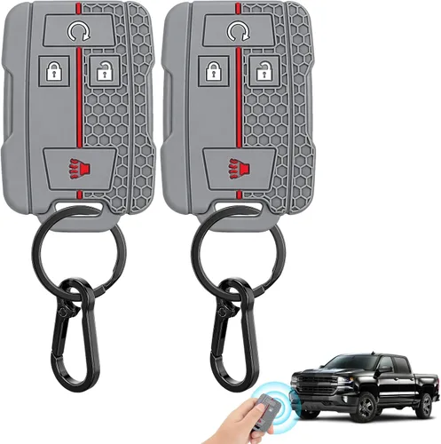 Miniatura 13 de 2 Pcs Silicone 4-Button Smart Key Fob Cover Compatible with 2014-2019 Chevrolet Colorado Silverado Suburban Tahoe and GMC Canyon Sierra Yukon, Car