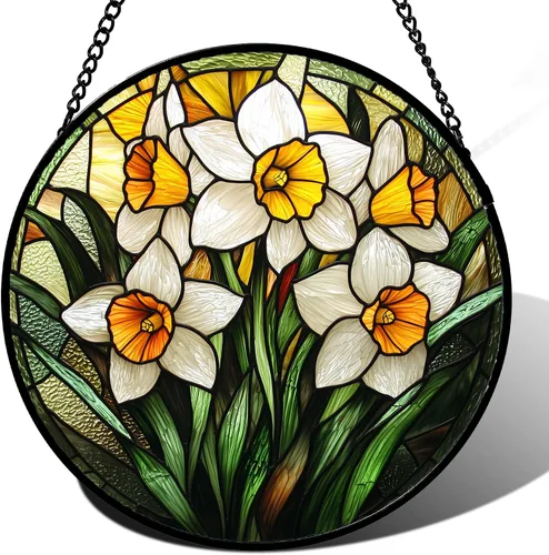 Miniatura 8 de Colgador de vitrales para colgar en ventanas, Koi y Lotus para puerta, decoración del hogar, atrapasoles de peces, Navidad, Día de la Madre, regalos