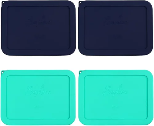 Miniatura 10 de Sophico Tapa de almacenamiento rectangular de silicona para 6 tazas de repuesto para cuencos de vidrio Pyrex 7211-PC, recipiente no incluido (MIX)