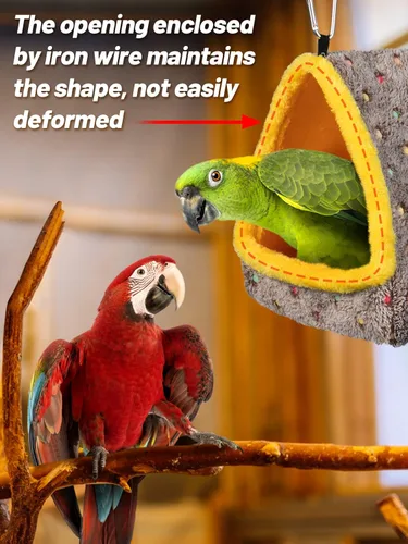 Miniatura 4 de Gran casa nido de pájaros cálida para invierno, cómoda cama para pájaros para jaula con alfombrilla, hamaca colgante refugio escondite cabaña regalo