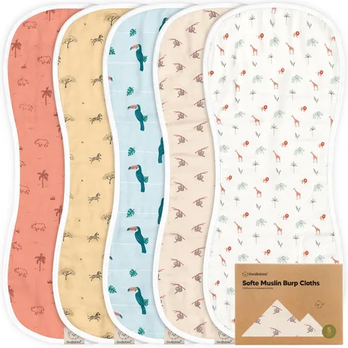 Miniatura 19 de Paquete de 5 paños de muselina para eructos para bebé, niño, niña, trapos muy absorbentes para bebés, 8 capas de viscosa derivada de toalla