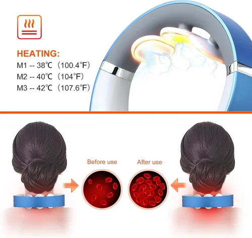 Miniatura 3 de Auxoliev Masajeador de cuello con calor, 9 modos y 50 de intensidad, masaje con temporizadores ajustables