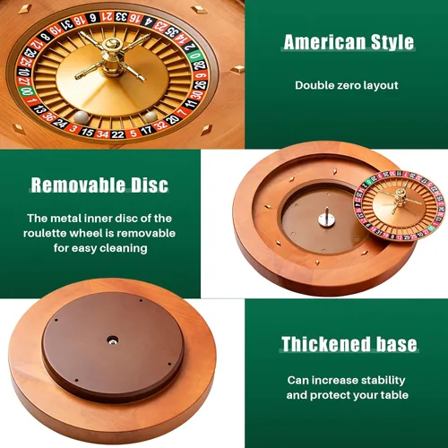 Miniatura 3 de Leyndo Rueda de Ruleta de Madera de 20 Pulgadas con 4 Bolas de Ruleta Rodamientos de Precisión de Grado Casino Rueda de Ruleta Mesa Giratoria