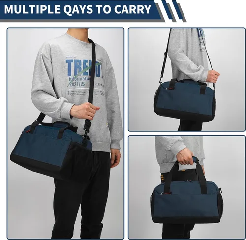 Miniatura 6 de Bolsa de gimnasio pequeña con bolsillo húmedo, Azul marino, Bolsa de gimnasio pequeña