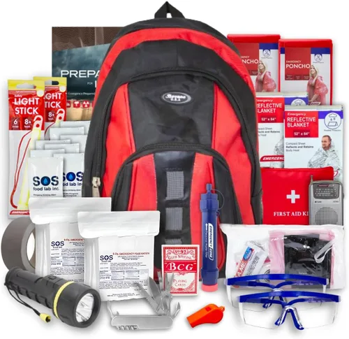 Miniatura 9 de Essentials Kit completo de supervivencia de lujo para 2 y 4 personas Bug-Out-Bag Kit de bolsa de emergencia para incendios forestales, huracanes