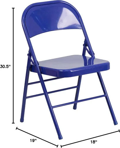 Miniatura 3 de Flash Furniture HERCULES COLORBURST Series - Silla plegable de metal con triple refuerzo y doble bisagra, color azul cobalto