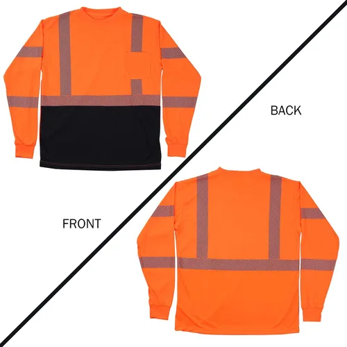 Miniatura 6 de VENDACE 3 piezas de camisetas de seguridad reflectantes de alta visibilidad de manga larga para trabajo en construcción para hombres Clase 3