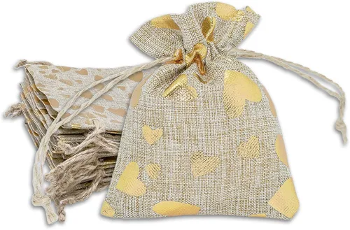Miniatura 13 de 48 paquetes de 3x4 bolsas de regalo reutilizables de yute y arpillera con cordones (Feliz Navidad, X-Pequeño) - para regalos, favores de fiesta