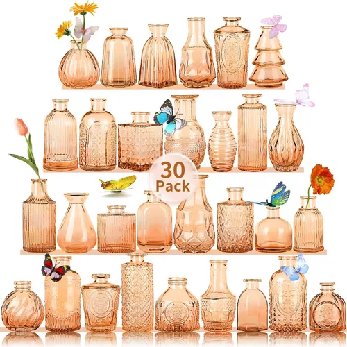 Miniatura 12 de Jarrones de Vidrio para Capullos en Juego a Granel de 30 Piezas, Pequeños Jarrones de Vidrio para Flores como Centros de Mesa de Boda para Mesas