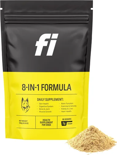 Fi Suplemento en polvo 8 en 1 para perros | Apoyo de salud para huesos, piel, digestión, inmunidad y suplemento articular para perros | Formulado