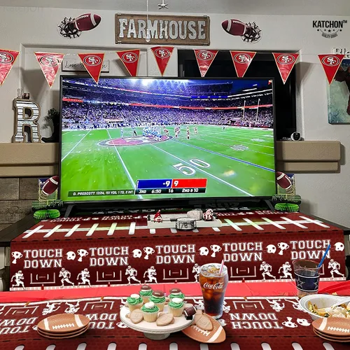 Miniatura 8 de KatchOn, XtraLarge - Mantel de fútbol – Paquete de 3 Decoraciones de fiesta de fútbol Mantel de campo de fútbol marrón Mantel de touchdown