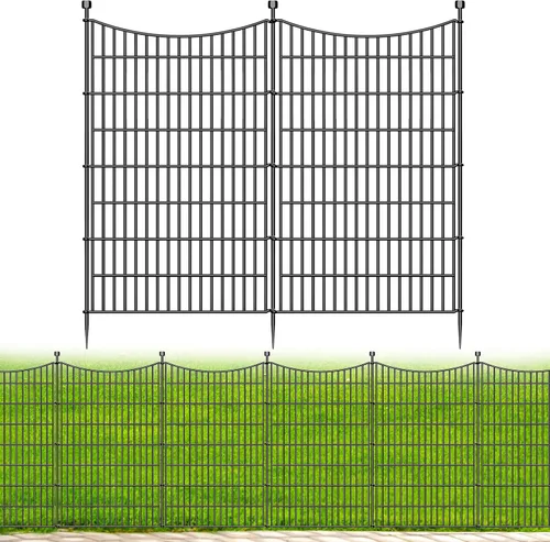 Miniatura 12 de 5 paneles de valla para perros sin excavación al aire libre para patio, 24 pulgadas (alto) x 10 pies (largo), valla decorativa alta de jardín