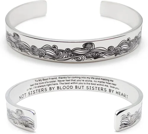 Miniatura 49 de Dczosily Pulseras inspiradoras para mujer, de acero inoxidable, pulseras motivacionales, regalos personalizados para mejores amigas