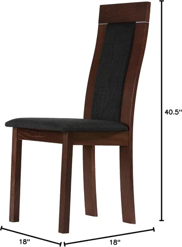 Miniatura 3 de Cortesi Home Silla de comedor Tia en tela de carbón, acabado nogal (juego de 2)