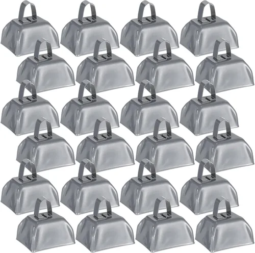 Miniatura 10 de 24 Piezas Cencerros de Metal con Asa Campanas de Vaca Generadores de Ruido para Eventos Deportivos Pequeños Generadores de Ruido Fuertes Campana