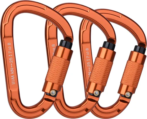 Miniatura 15 de Mosquetones de Escalada en Roca con Bloqueo Automático, Certificados UIAA Profesionales 25KN (5620 lbs) Mosquetones Resistentes para Rappel