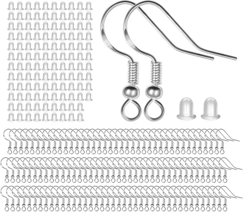 Miniatura 6 de Ganchos para aretes de plata de ley 925, kit de 750 piezas de ganchos para aretes; 250 piezas/125 pares de ganchos hipoalergénicos para aretes