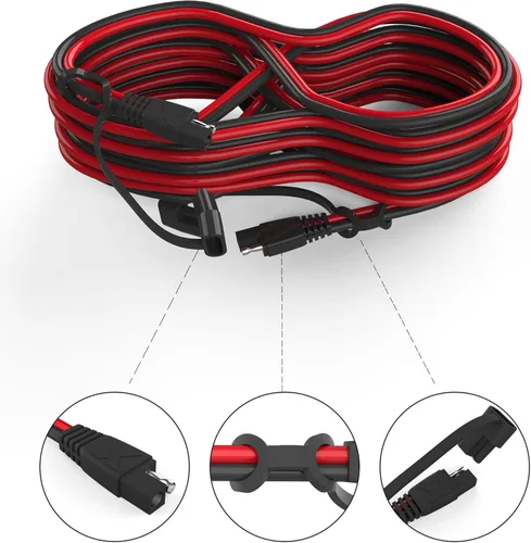 Miniatura 7 de OYMSAE Cable de extensión SAE de 25 pies, conector de desconexión rápida 16AWG para automóvil, panel solar, adaptador de carga (25 pies)