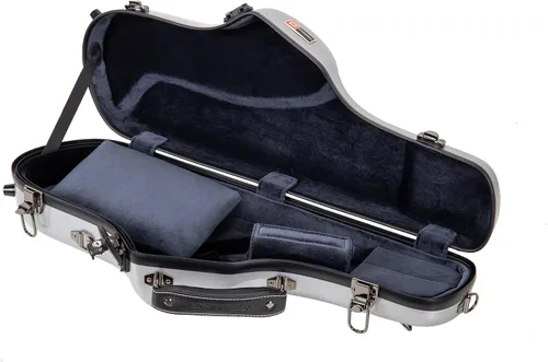 Miniatura 15 de Crossrock Pro-Grade - Estuche curvo para saxofón soprano Negro brillante, cerradura TSA, protección de élite, correas de mochila desmontables