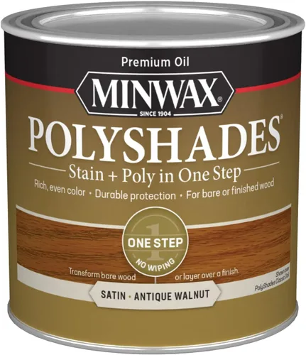 Miniatura 63 de Minwax PolyShades Tinte de Madera + Acabado de Poliuretano – Cuarto, Roble Misión, Brillo Mission Oak