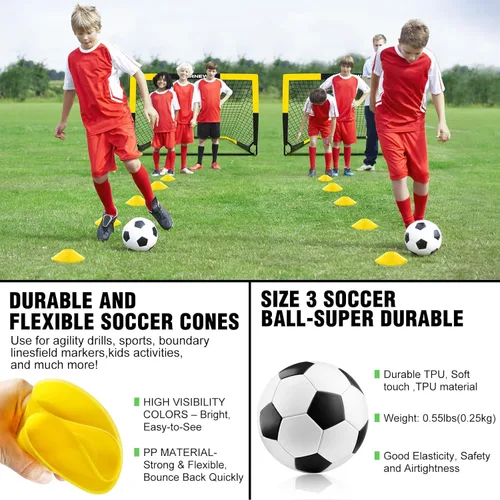 Miniatura 6 de Juego de objetivos de fútbol y balón de fútbol para niños, 6 x 4 pulgadas, 4 x 3 pies, red de fútbol portátil desplegable con objetivos de fútbol