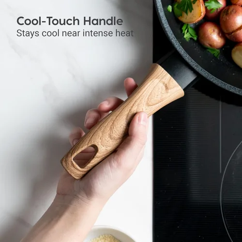 Miniatura 6 de IRIS USA, Inc. Sartén antiadherente de aluminio fundido con mango suave al tacto, sartén de 11 pulgadas