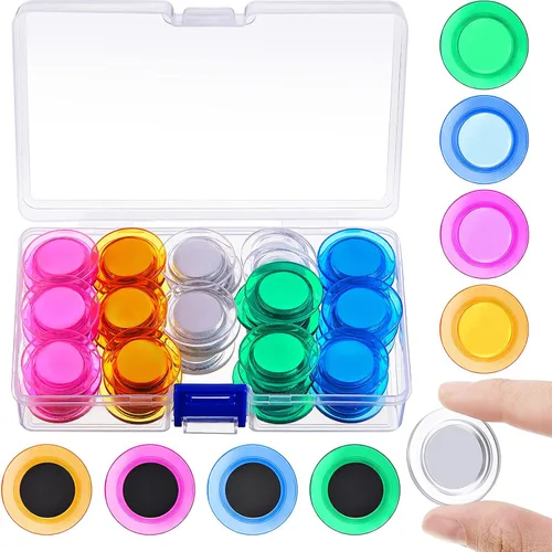 Miniatura 8 de Outus 45 imanes redondos negros para pizarra blanca de 1.2 in, imanes para refrigerador para el regreso a clases, mini nevera, suministros