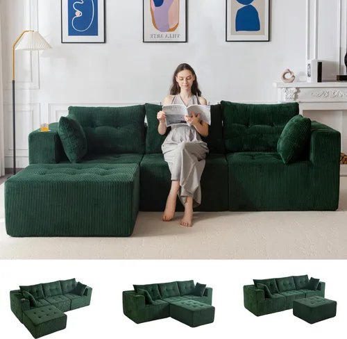 Miniatura 21 de MAXYOYO Sofá modular, moderno en forma de U con 2 otomanas, sofá en una caja, silla copetuda de 6 asientos sin hueso para sala de estar, no requiere