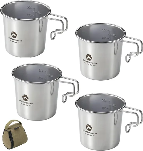 Miniatura 9 de CAMPINGMOON 7oz pequeño acero inoxidable taza w mango 7.1 fl oz camping senderismo al aire libre BKS-190-2P