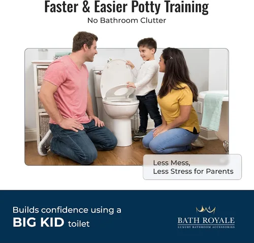 Miniatura 3 de BATH ROYALE Asiento de entrenamiento para ir al baño - Cierre suave, Kingsport BR720-00, redondo blanco, combo para adultos y niños