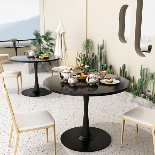 Miniatura 3 de Recaceik Mesa de comedor redonda moderna, mesa de tulipanes de 31.5 pulgadas con tablero de MDF y base de pedestal de metal para comedor, sala