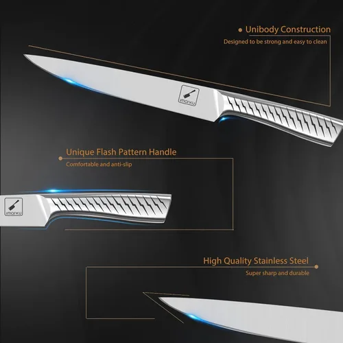Miniatura 4 de imarku Nakiri - Juego de cuchillos para cocina con bloque y afilador, cuchillo para verduras y carne, afilado