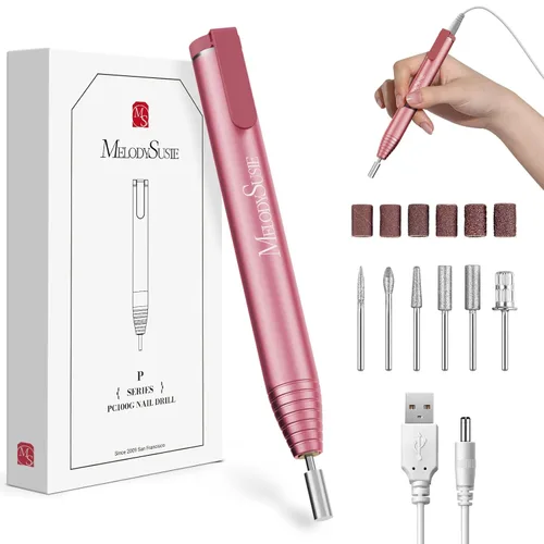 Miniatura 11 de MelodySusie PocketNail - Taladro de uñas USB delgado ergonómico en forma de bolígrafo, PC100G 20000 RPM, lima eléctrica portátil para todas