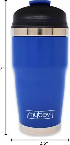 Miniatura 8 de MyBevi Retro Wave - Vaso de viaje aislado de acero inoxidable de alta calidad (12 onzas, azul marino mate, 12 onzas)