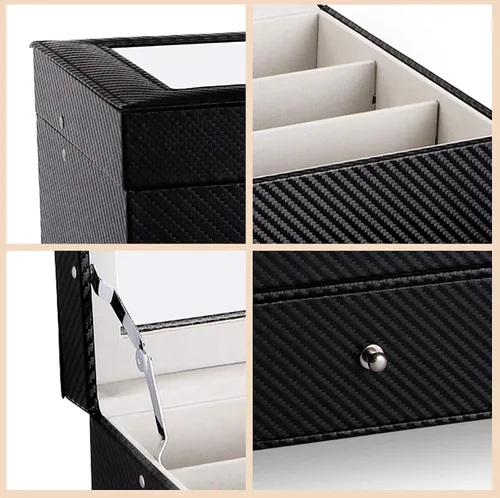 Miniatura 8 de Nicunom Organizador de lentes de sol con 18 ranuras para coleccionista gafas de sol caja de almacenamiento de gafas con cajón con cerradura
