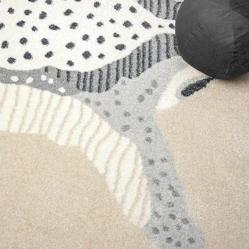 Miniatura 8 de Abani Nuevo Collection - Alfombra de área, diseño moderno de piel sintética, color marfil/beige, 4 x 6 pies, fácil de limpiar, duradera para niños